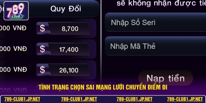 Tình trạng chọn sai mạng lưới chuyển điểm đi